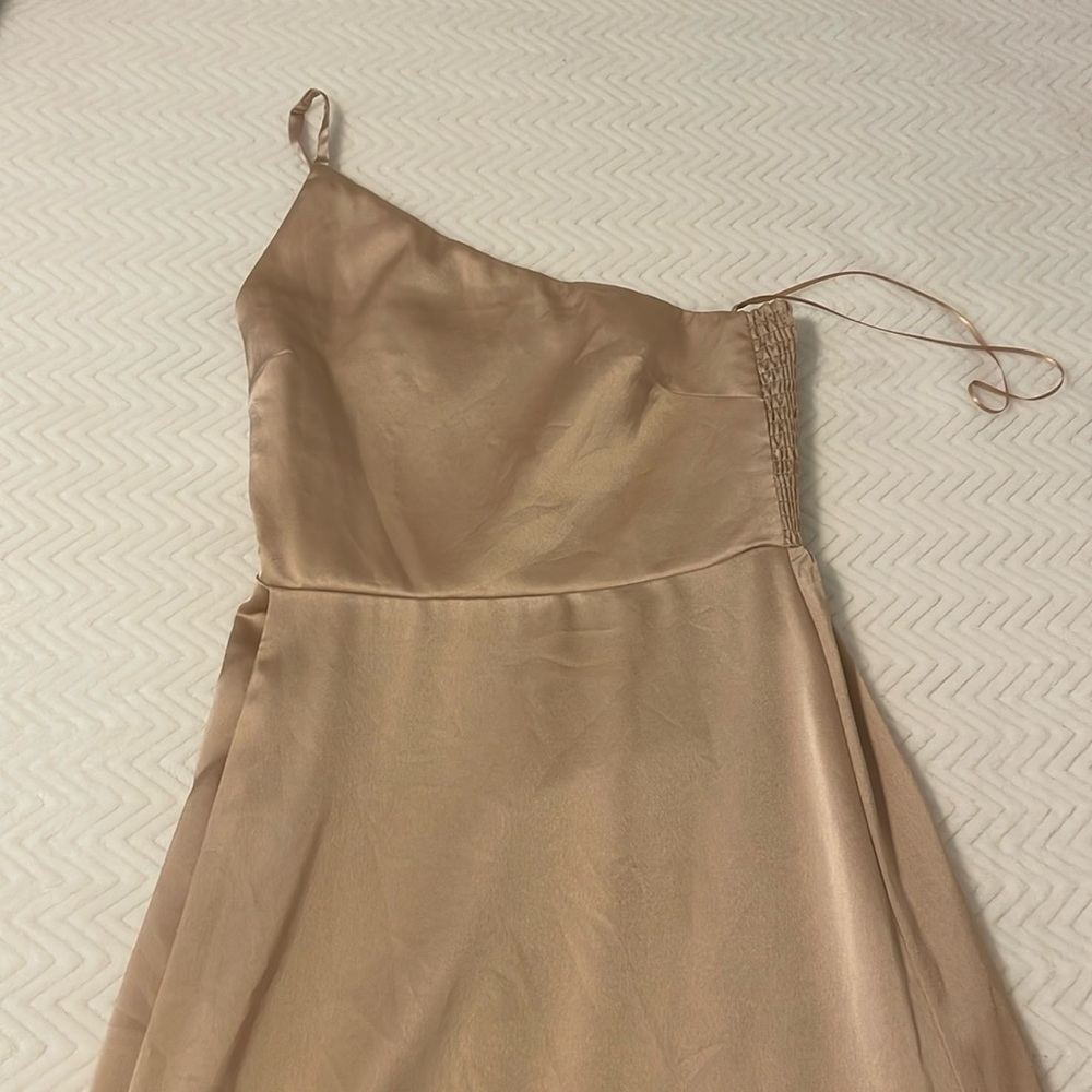 Champagne Satin Off the shoulder dress